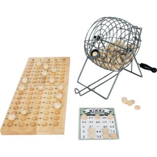 Luxe bingo spel - complete set - nummers 1-75 metaal/hout - met molen en bingokaarten