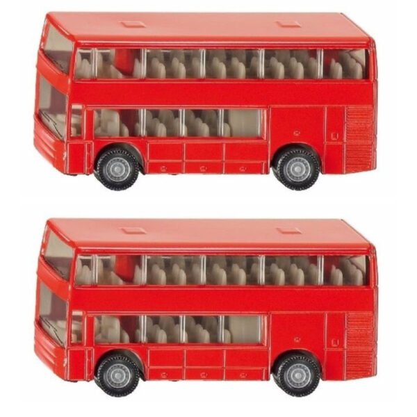 Set van 3x stuks siku Dubbeldekker bussen speelgoed modelauto 10 cm