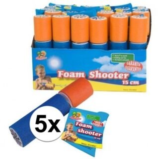 Waterpistool van foam 15 cm - 5x stuks - waterspuiten kleine model - spuit 7 meter ver