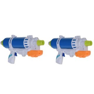 2x Waterpistolen/waterpistool blauw/wit van 34 cm kinderspeelgoed