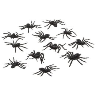 Atosa decoratie nep spinnen - 12x stuks - kunststof - zwart - 3 x 6 cm - Halloween