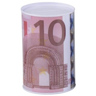 Spaarpot 10 euro - metaal/blik - biljet - 8 x 11 cm - munten - sparen