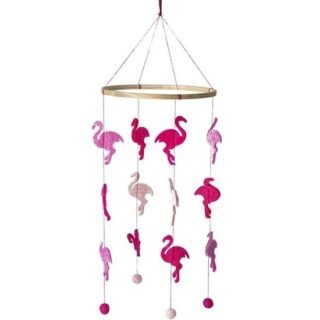 Nature planet Flamingo mobiel/boxmobiel - roze - hout/vilt - 45 cm