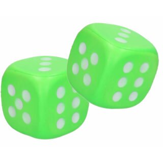 Foam Dobbelsteen - 2x - 12 cm - groen - grote dobbelstenen - dobbelspel