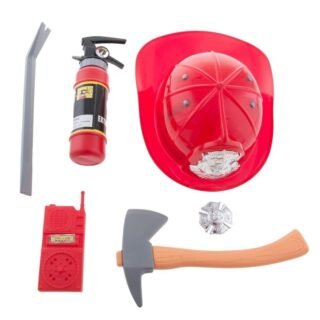 Funny Fashion Brandweer speelgoed set - voor kinderen - rood - 6-delig - cadeau en carnaval