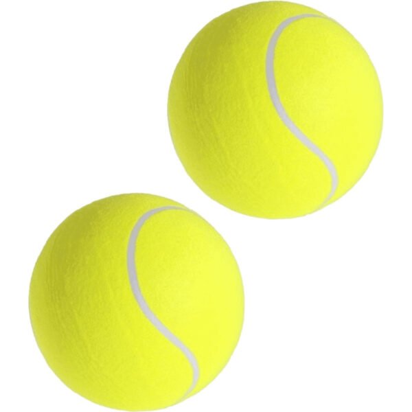 Mega tennisbal XXL - 2x - geel - 22 cm - grote tennisballen - speelgoed/sportartikelen