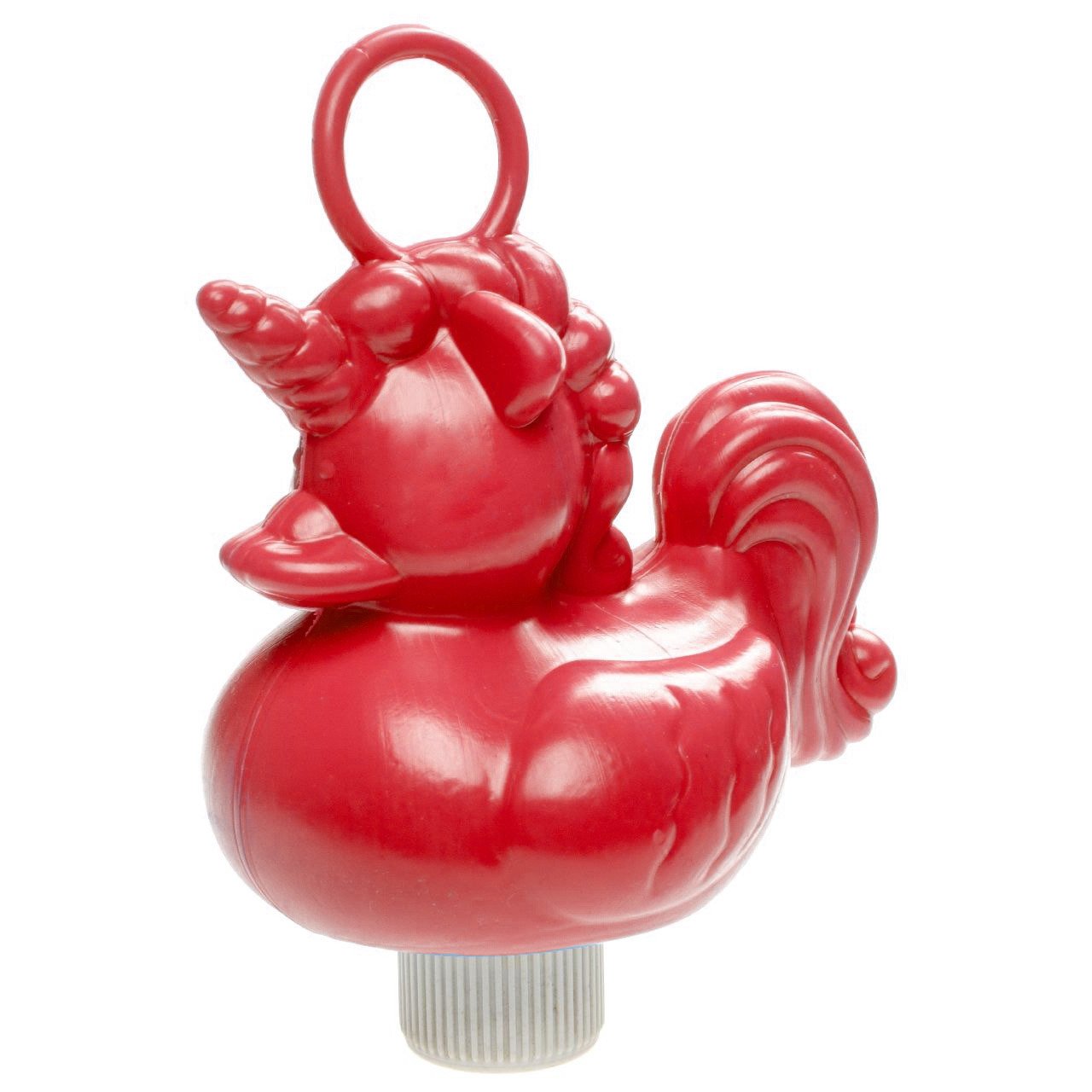 Duckiez eenhoorn badeendje badspeelgoed - rood - 12 x 6 cm - Met oogje voor het hengelspel