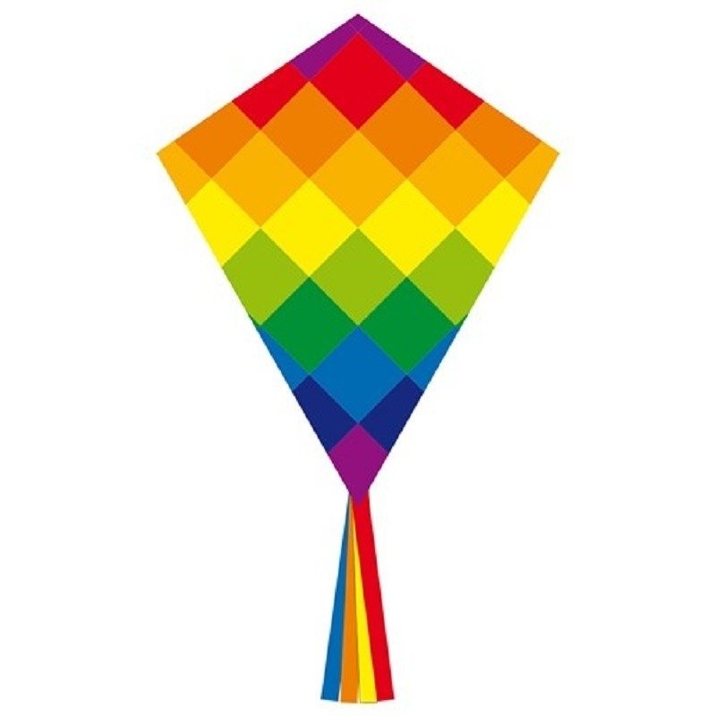 Regenboog vlieger - gekleurd - 58 x 70 cm - Kindervlieger - Vliegeren