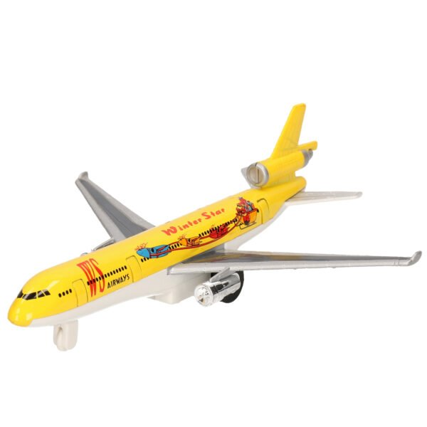 Goki Speelgoed Vliegtuig - 19 cm - geel - pull back motor - kinderen