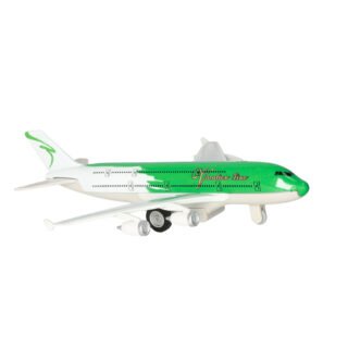 Goki Speelgoed Vliegtuig - 19 cm - groen/wit - pull back motor - kinderen