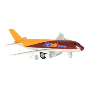 Goki Speelgoed Vliegtuig - 19 cm - bruin/geel - pull back motor - kinderen