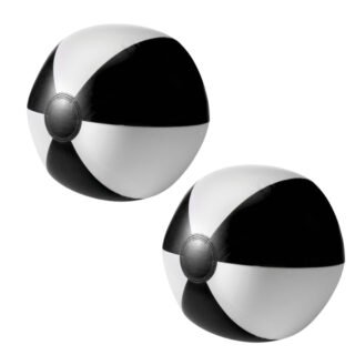 Opblaasbare speelgoed zwembad strandbal - 2x - zwart/wit - D26 cm - Strandballen