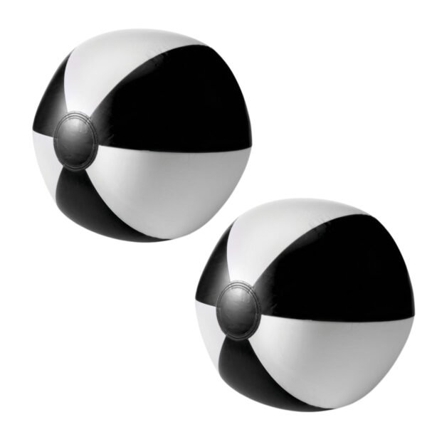 Opblaasbare speelgoed zwembad strandbal - 2x - zwart/wit - D26 cm - Strandballen