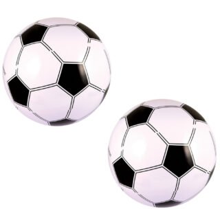 Voetbal/strandbal opblaasbaar - 2x stuks - 41 cm - buiten/strand speelgoed