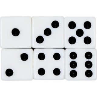 Benson Speelgoed Dobbelstenen - 6x stuks - wit/zwart - kunststof