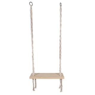 Tuin/balkon schommel / Macrame Swing - naturel - hout/stof - 60 x 20 x 150 cm