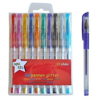 Glitter gelpennen - 10x - gekleurd - glitterpennen - hobby pennen