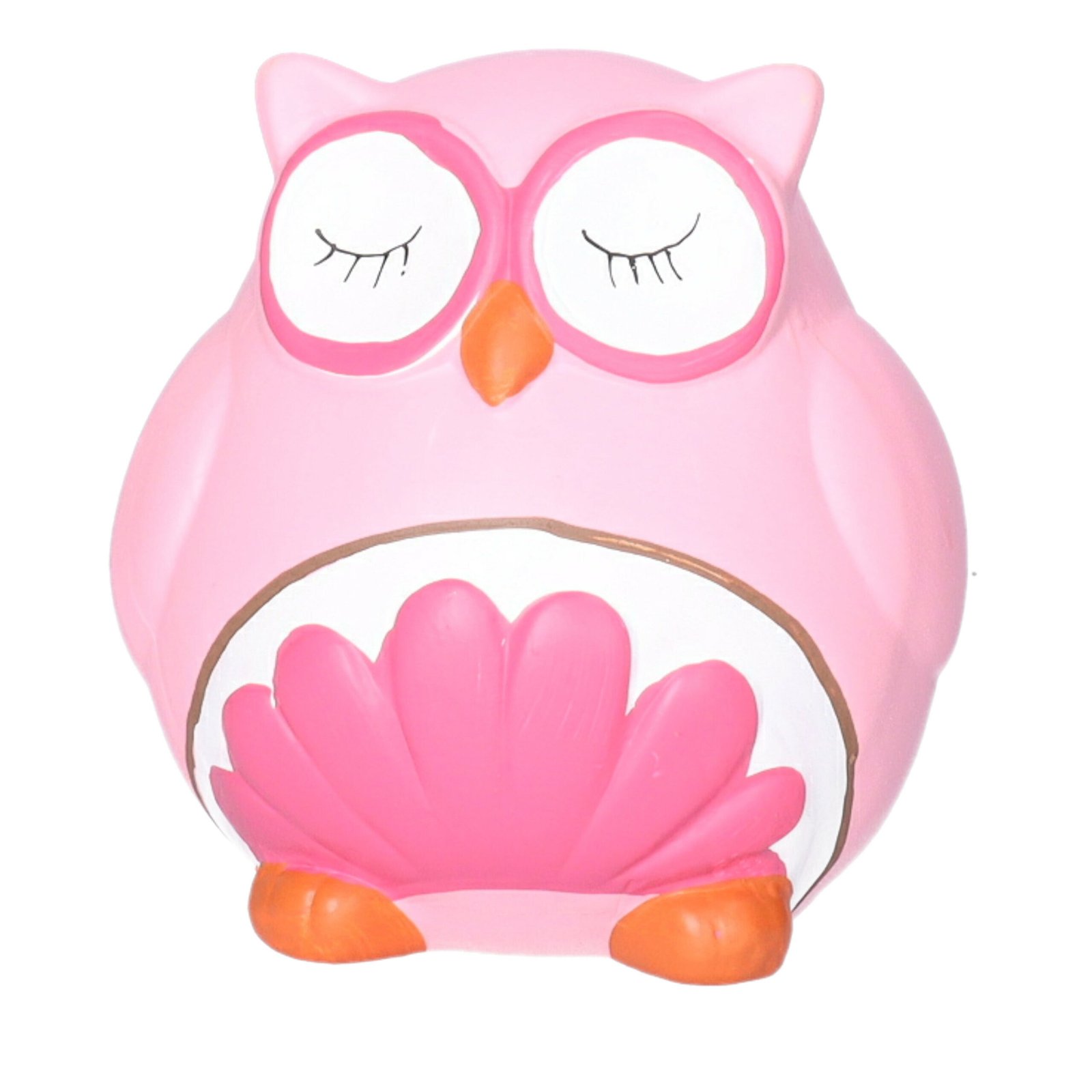 Spaarpot Uil - dieren thema - 11 x 11 x 12 cm - roze - keramiek - kinderen