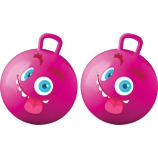 Skippybal met smiley - 2x - roze - 50 cm - buitenspeelgoed voor kinderen