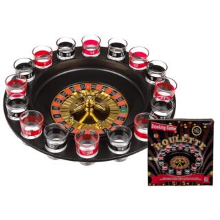 Roulette drankspel - kunststof - set met wiel - shots - casino spel