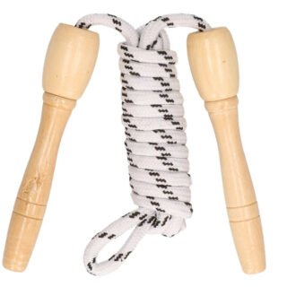 Springtouw wit/zwart - 230 cm - met houten handvatten - Buitenspeelgoed - Sportief