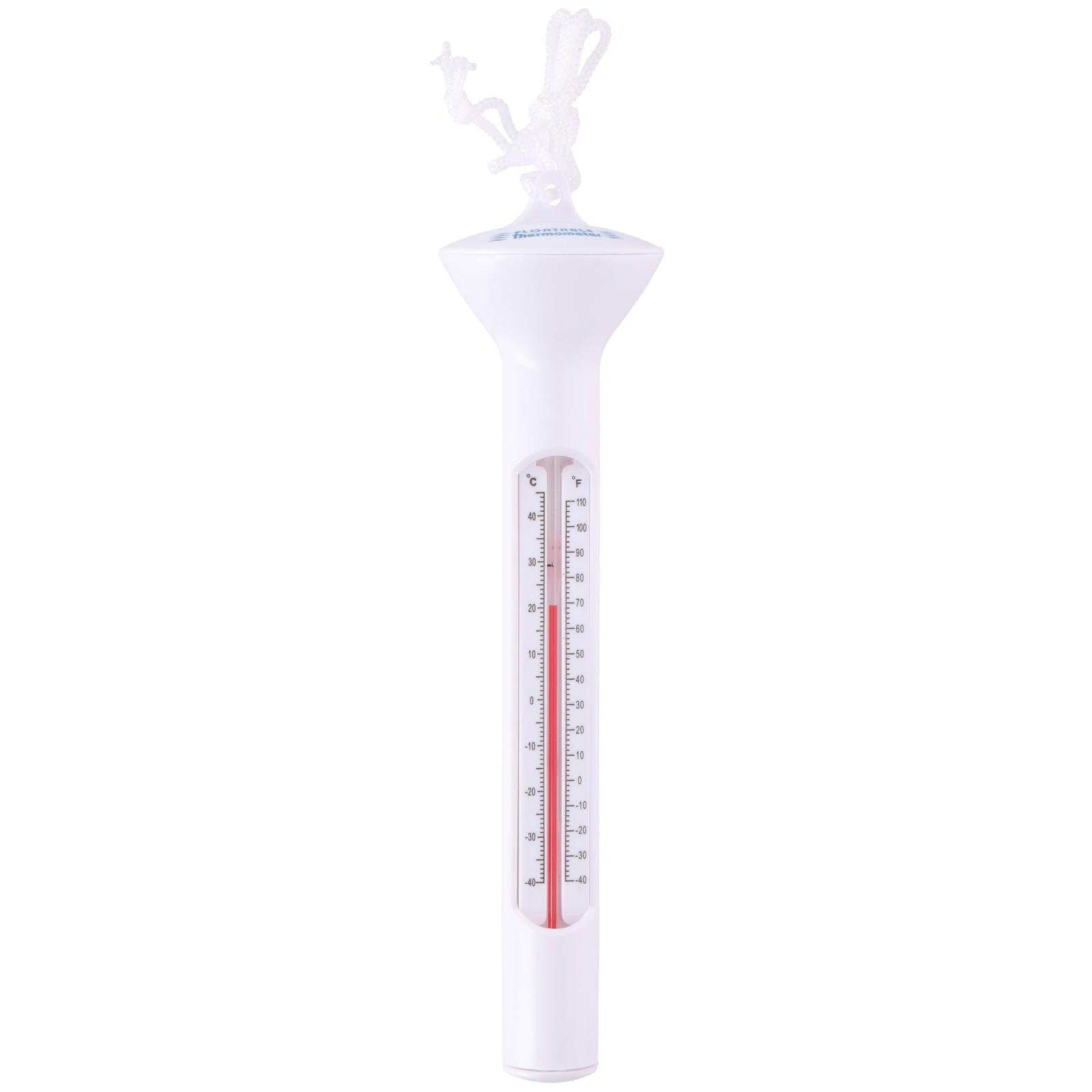 Zwembad thermometer - wit - drijvend - kunststof - 19 cm