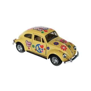 Volkswagen Kever Modelauto - Geel - 12 cm - Metaal - Flower Power Edition