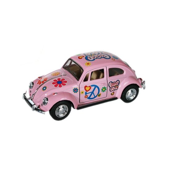Volkswagen Kever Modelauto - Roze - 12 cm - Metaal - Flower Power Edition