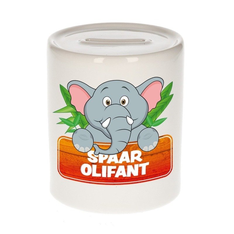 Kinder spaarpot - met olifanten print - H9 cm - dieren spaarpotten - kinderen