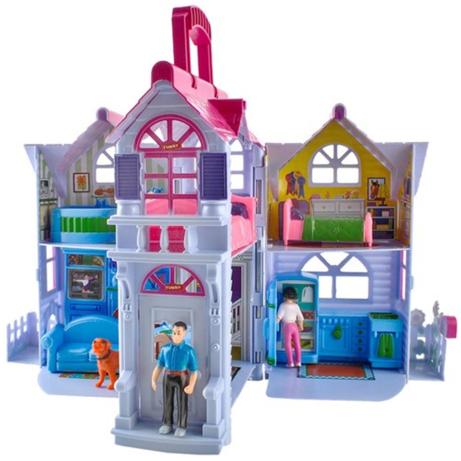 Kruzzel Poppenhuis - 16 x 18 x 28 cm - opvouwbaar - poppetjes - meubels