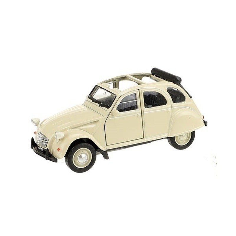 Modelauto Citroen 2CV cabrio creme wit 1:36