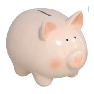 Spaarvarken - roze - keramiek - 12 x 14 x 11 cm - spaarpot varken - spaarpot