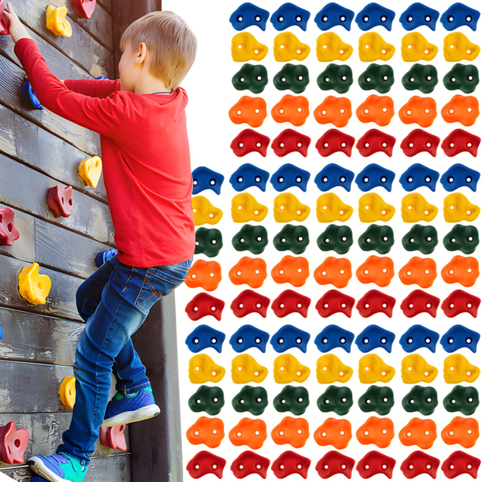 Kruzzel Klimgrepen - 100x stuks - multi color - PP - voor kinderen - klimstenen