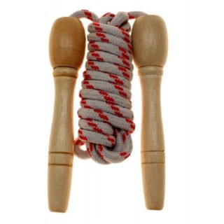 2x Springtouw wit/rood 230 cm met houten handvatten speelgoed