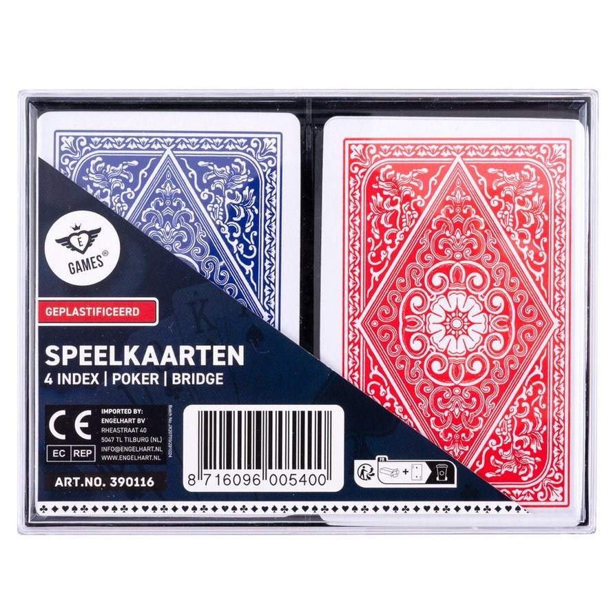 Longfield games Speelkaarten set - blauw/rood - 2x 54 kaarten - klassiek - kaartspel
