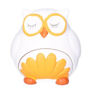 Spaarpot Uil - dieren thema - 11 x 11 x 12 cm - wit - keramiek - kinderen