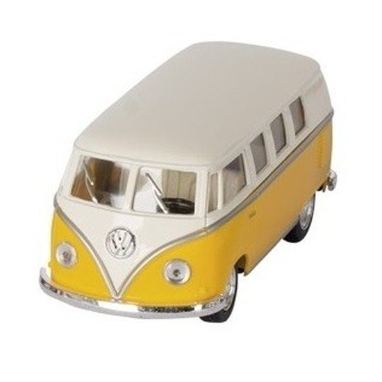 Modelauto Volkswagen T1 two-tone - geel/wit - 13cm - speelgoed auto schaalmodel - miniatuur model