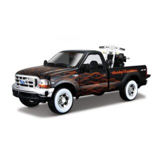 Maisto Modelauto - Ford F-350 pickup - met Harley Davidson motor - zwart - 20 cm