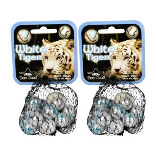 Knikkers - 42x st - Witte Tijger kleintje met bonk - glas - speelgoed