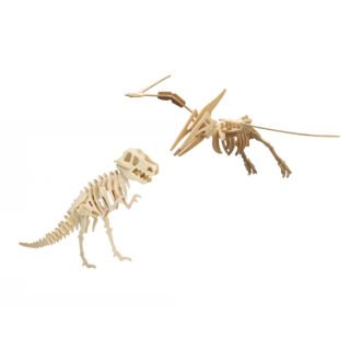 Houten 3D dino puzzel bouwpakket set - T-rex en Pteranodon - kinderen - speelgoed