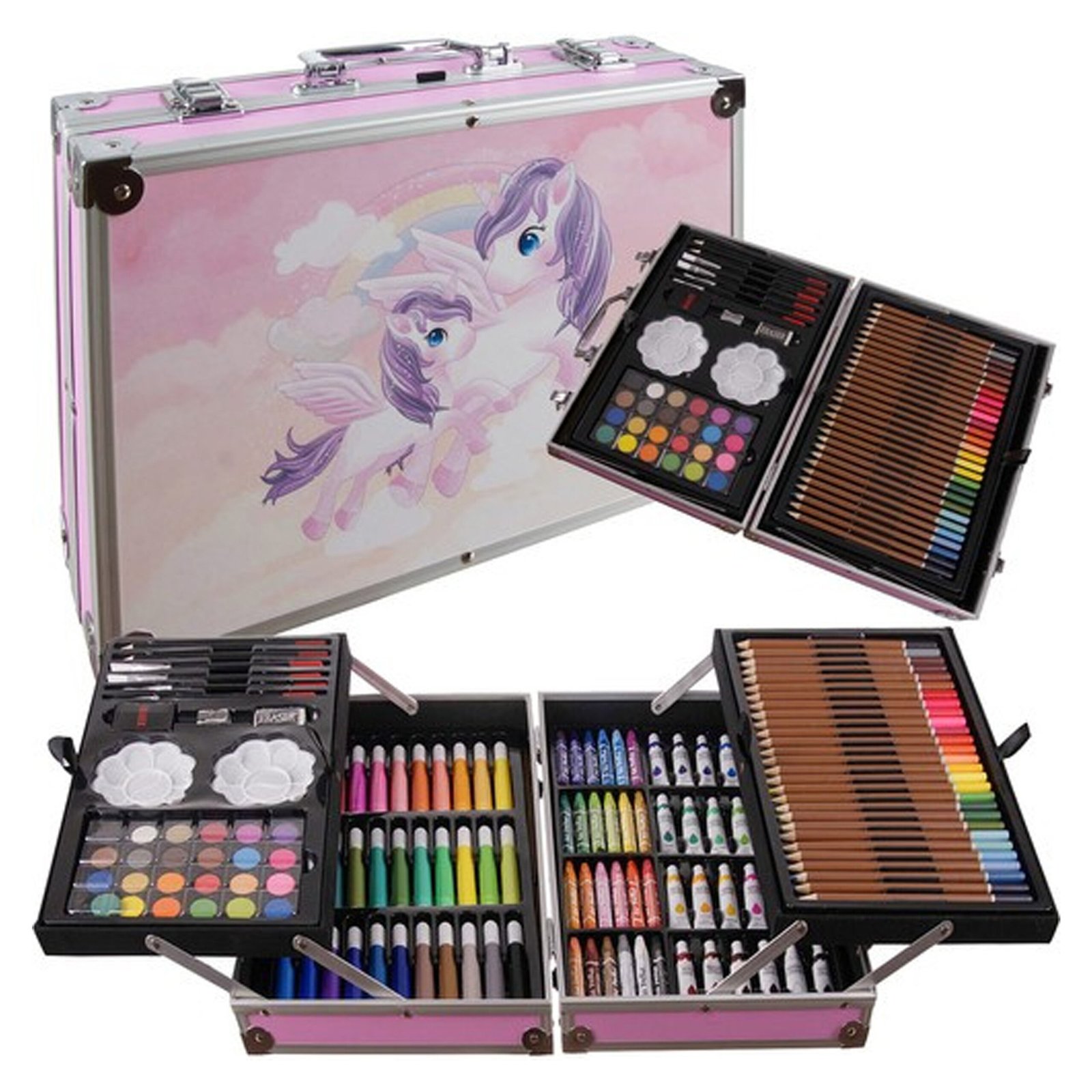 Maaleo Teken en verf set - in Eenhoorn koffer - 145-delig - hobbymateriaal - tekenkoffer