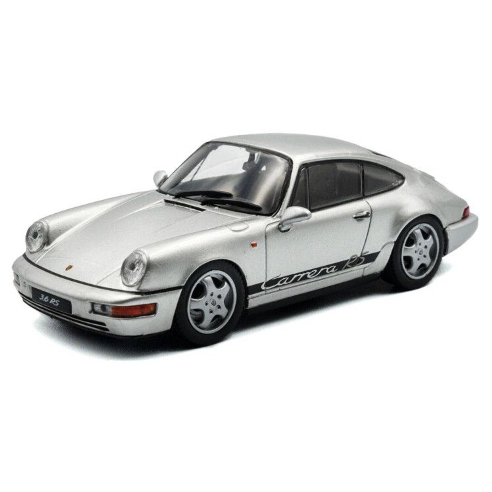 Solido Modelauto - Porsche 911 - zilver/zwart - 10 x 4 x 3 cm - speelgoedauto