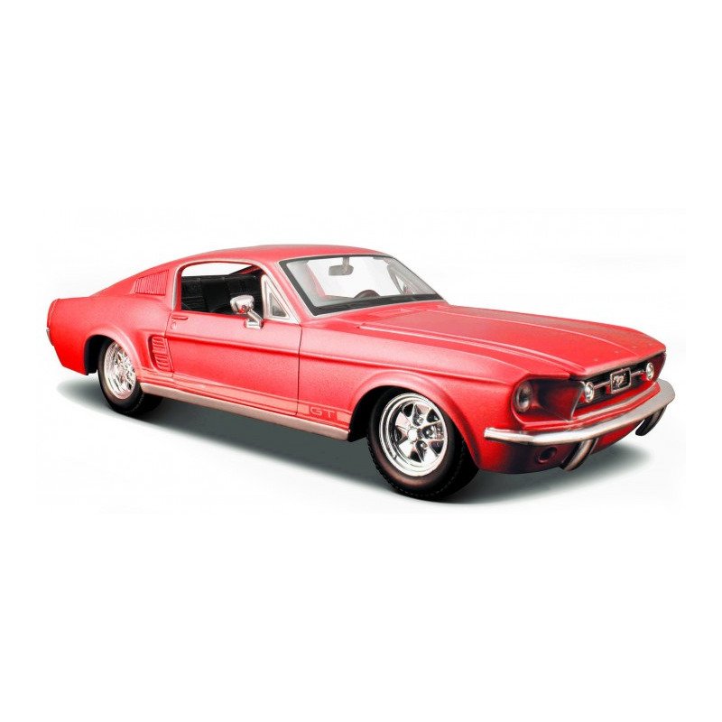 Modelauto/speelgoedauto Ford Mustang GT 1967 - rood - 19 cm - schaal 1:24