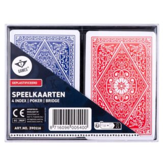 Longfield games Speelkaarten set - blauw/rood - 2x 54 kaarten - klassiek - kaartspel