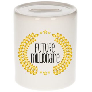 Kraam / Verjaardag cadeau spaarpot - wit - Future Millionaire - keramiek