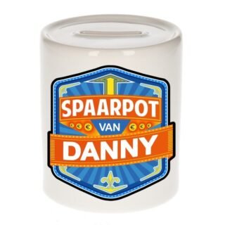 Kinder spaarpot met naam - Danny - keramiek - met dop - wit - Sparen - Spaargeld van Danny