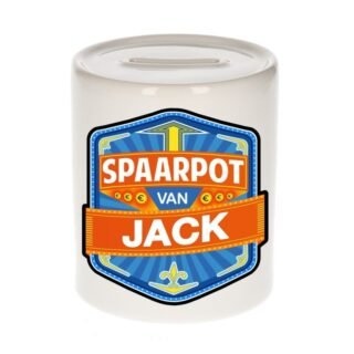 Kinder spaarpot met naam - Jack - keramiek - met dop - wit - Sparen - Spaargeld van Jack