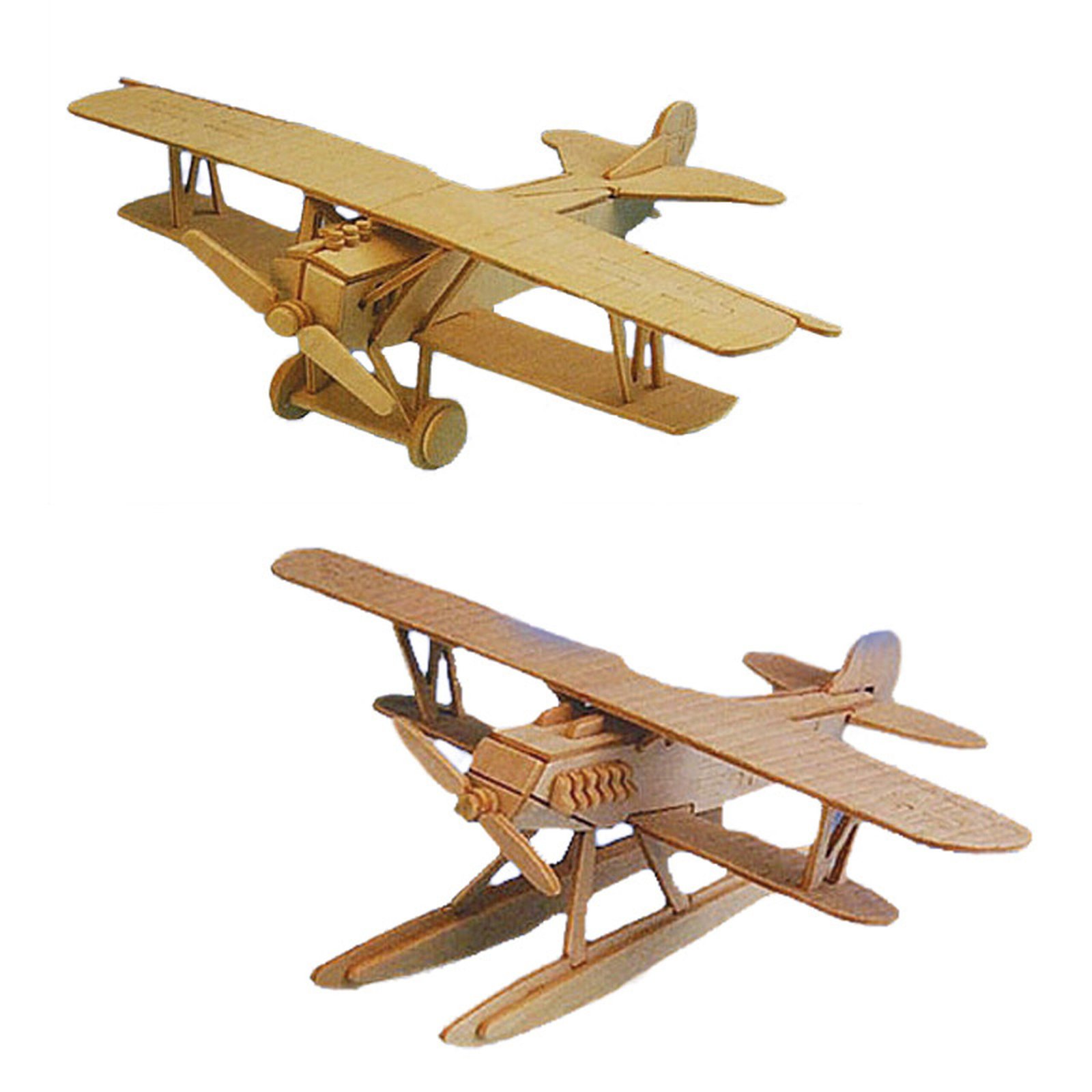 Set van 2x stuks houten bouwpakket speelgoed vliegtuigen