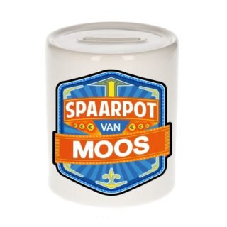 Kinder spaarpot met naam - Moos - keramiek - met dop - wit - Sparen - Spaargeld van Moos