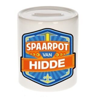 Kinder spaarpot met naam - Hidde - keramiek - met dop - wit - Sparen - Spaargeld van Hidde